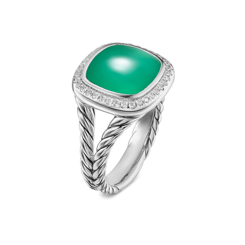 David Yurman Albion® Oval Ring in Sterling Silver with Lagoon Orchid and Diamonds, 11.5mm Image 1