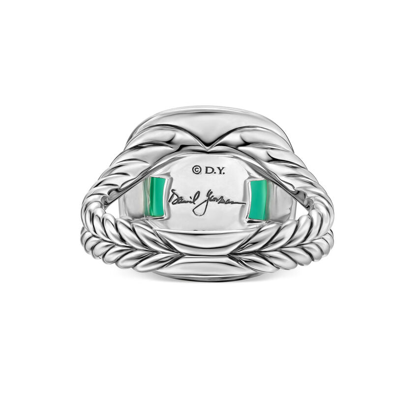 David Yurman Albion® Oval Ring in Sterling Silver with Lagoon Orchid and Diamonds, 11.5mm Image 2