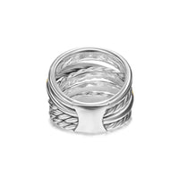 David Yurman Crossover Five Row Ring in Sterling Silver with 14K Yellow Gold, 17.5mm Image 3
