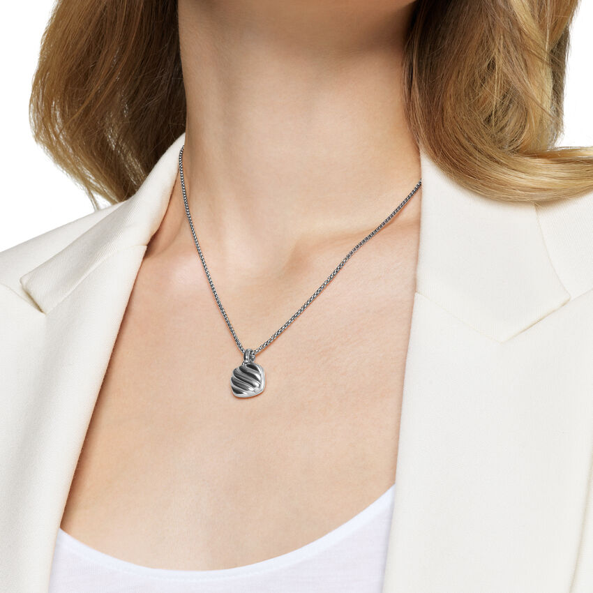 David Yurman Sculpted Cable Square Locket in Sterling Silver, 22.5mm Image 4