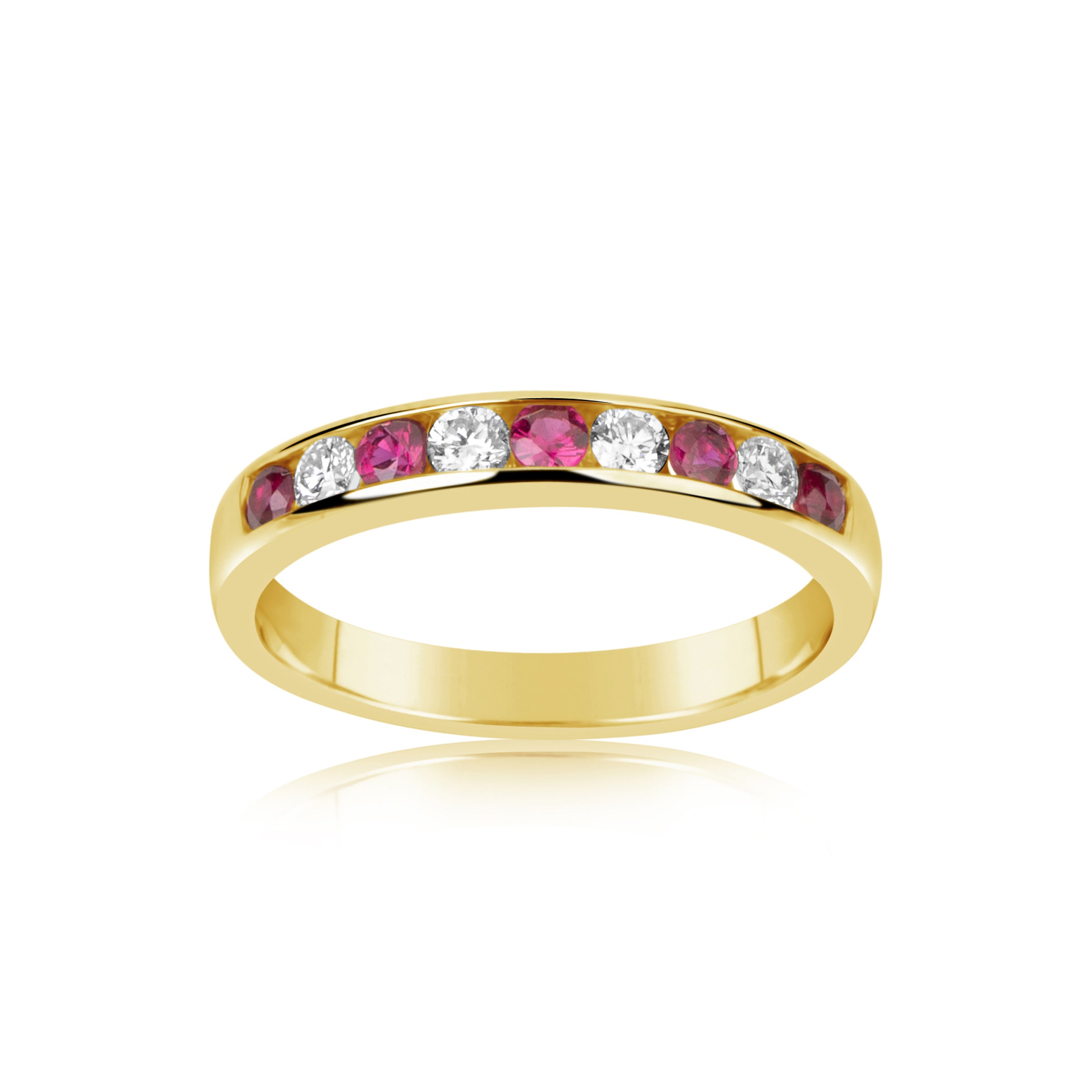 Diamond Wedding Bands  -  Women' with Vivid Rubies Set