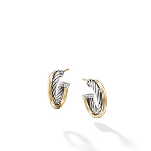 DY Crossover Hoop Earrings in Sterling Silver with 18K Yellow Gold, 17mm