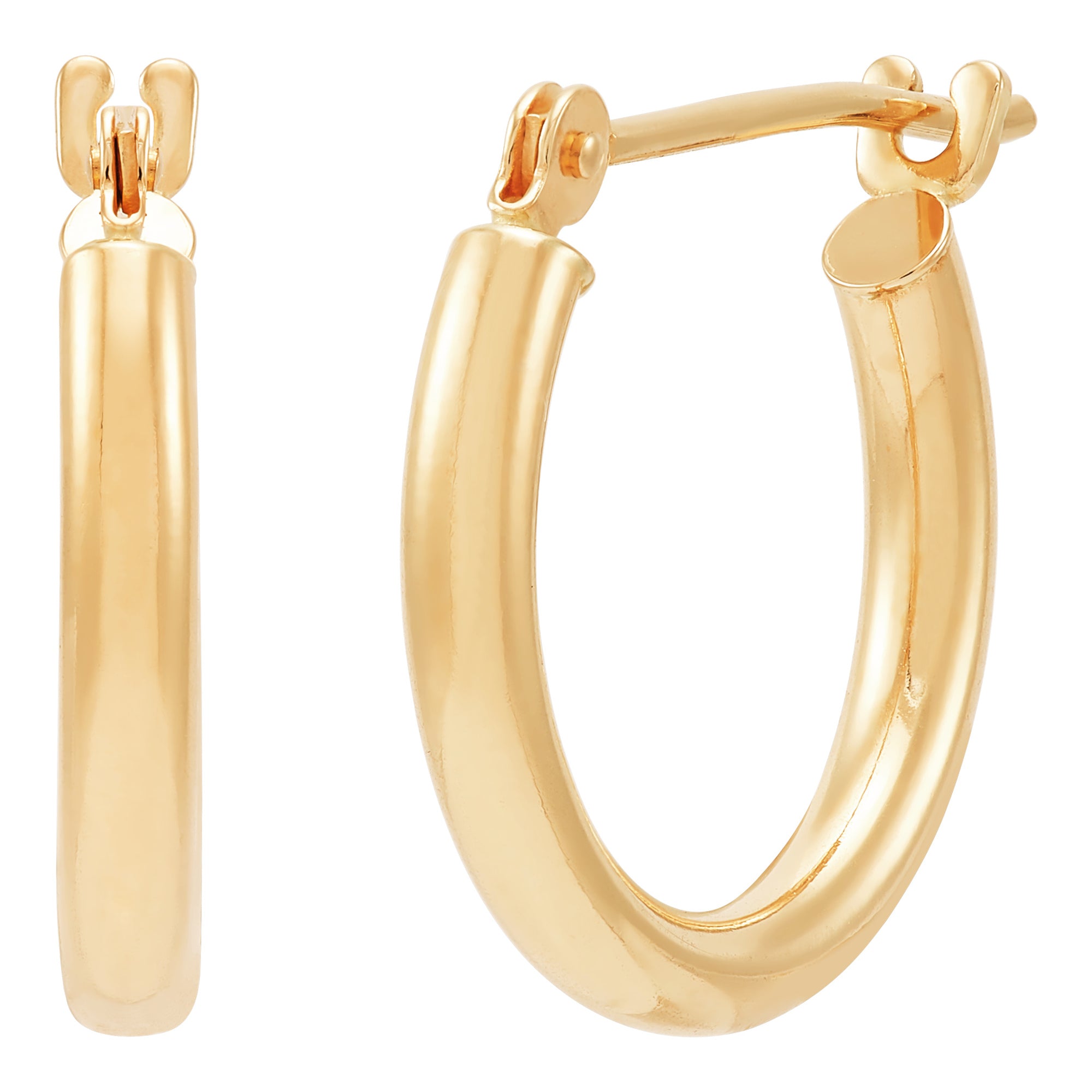 14K Yellow Gold Small Tube Hoop Earrings