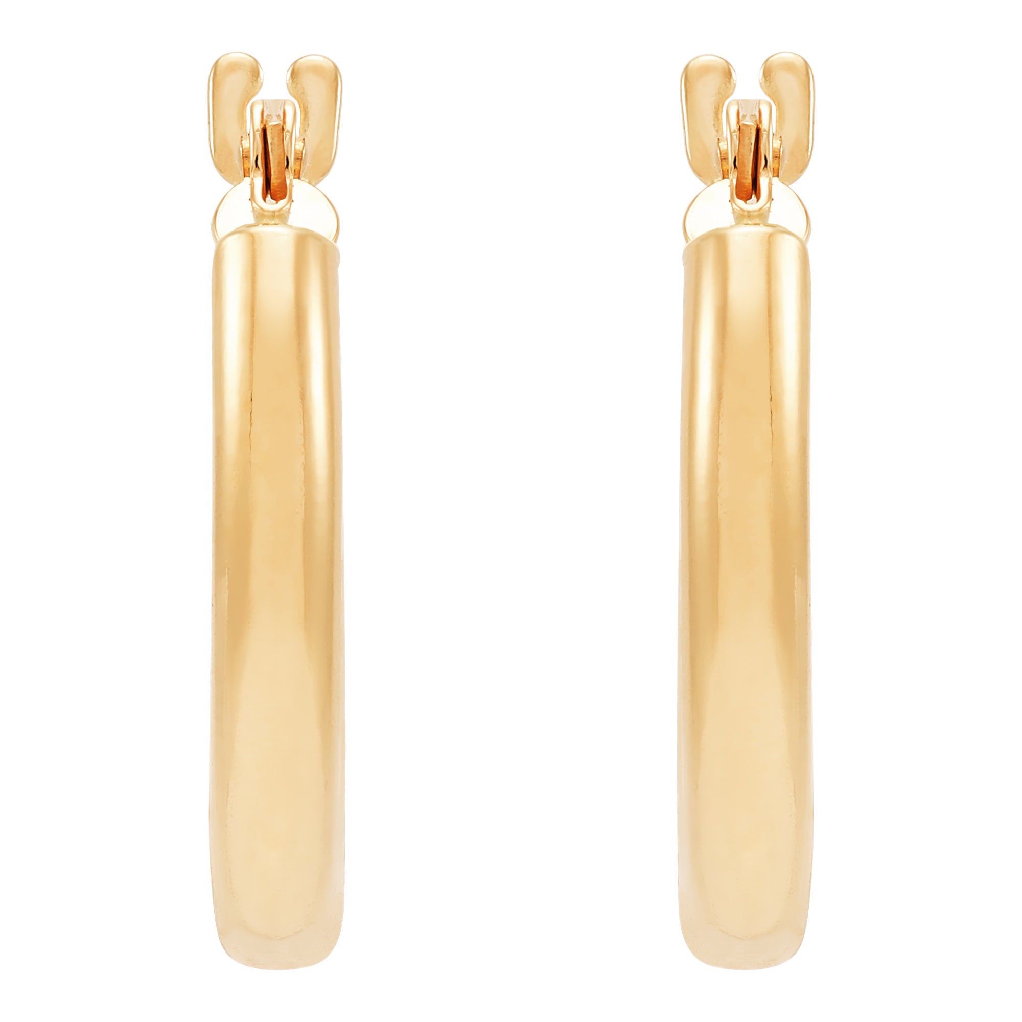 14K Yellow Gold Small Tube Hoop Earrings