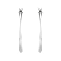 14K Whiite Gold 2x25MM Hoop Earrings