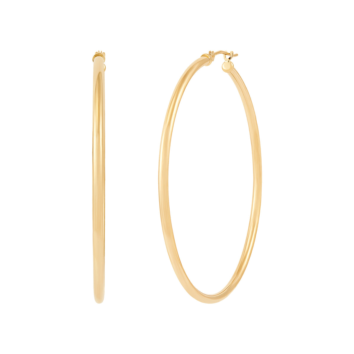 14K Yellow Gold 2x50MM Hoop Earrings
