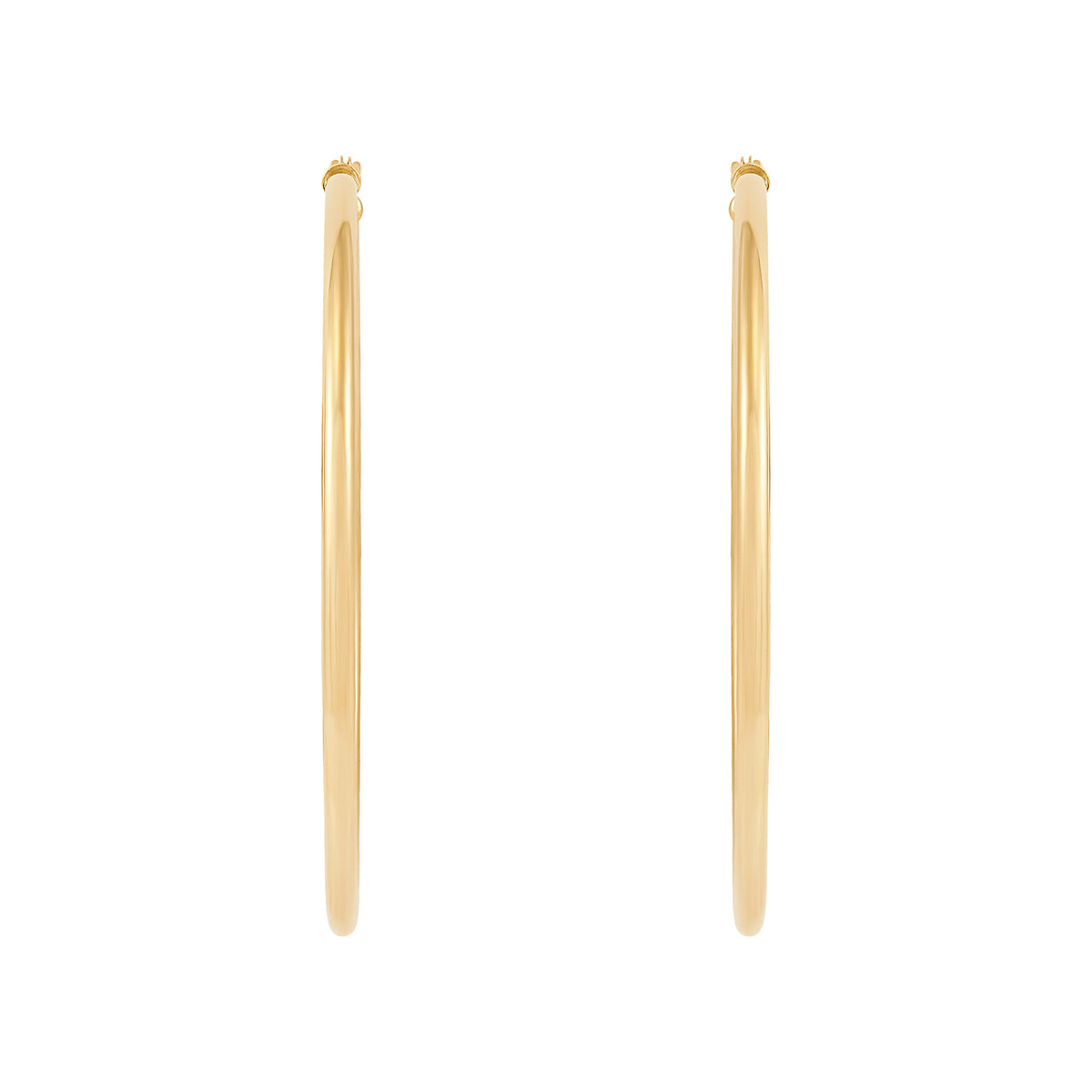 14K Yellow Gold 2x50MM Hoop Earrings