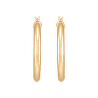14K Yellow Gold 3x25MM Hoop Earrings