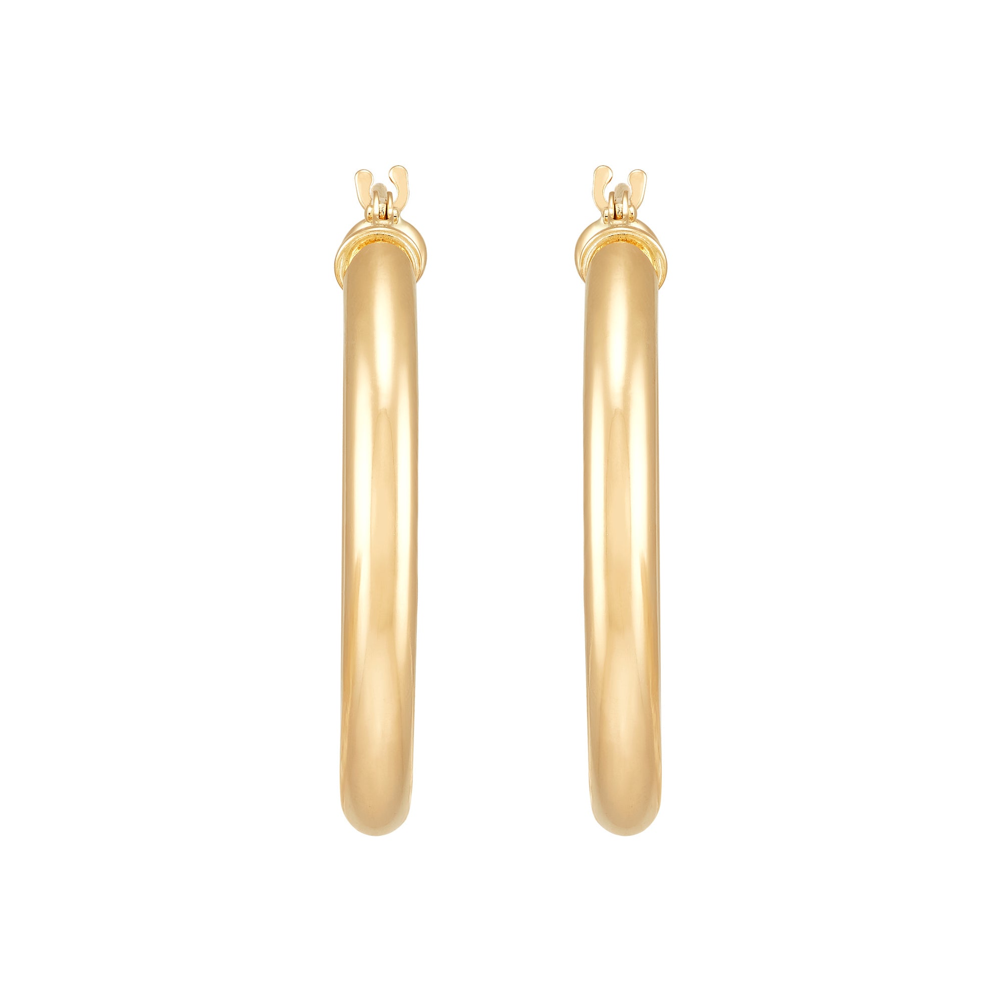 14K Yellow Gold 3x25MM Hoop Earrings
