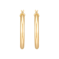 14K Yellow Gold 3x25MM Hoop Earrings