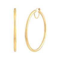14K Yellow Gold 3x50MM Hoop Earrings