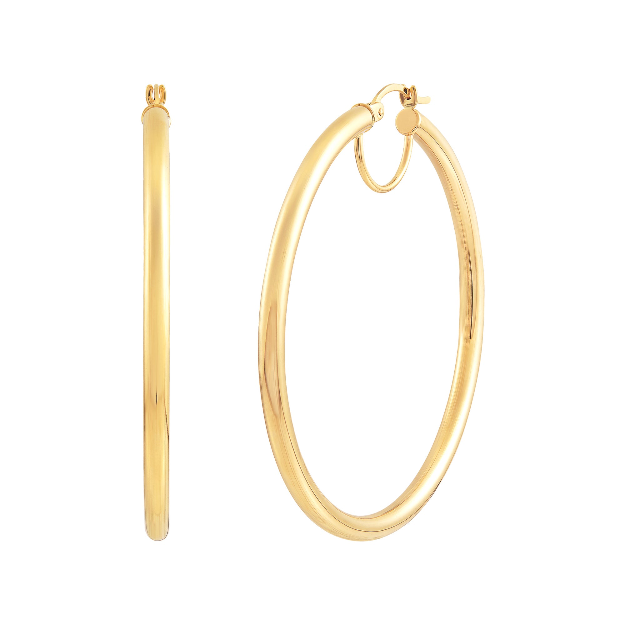 14K Yellow Gold 3x50MM Hoop Earrings