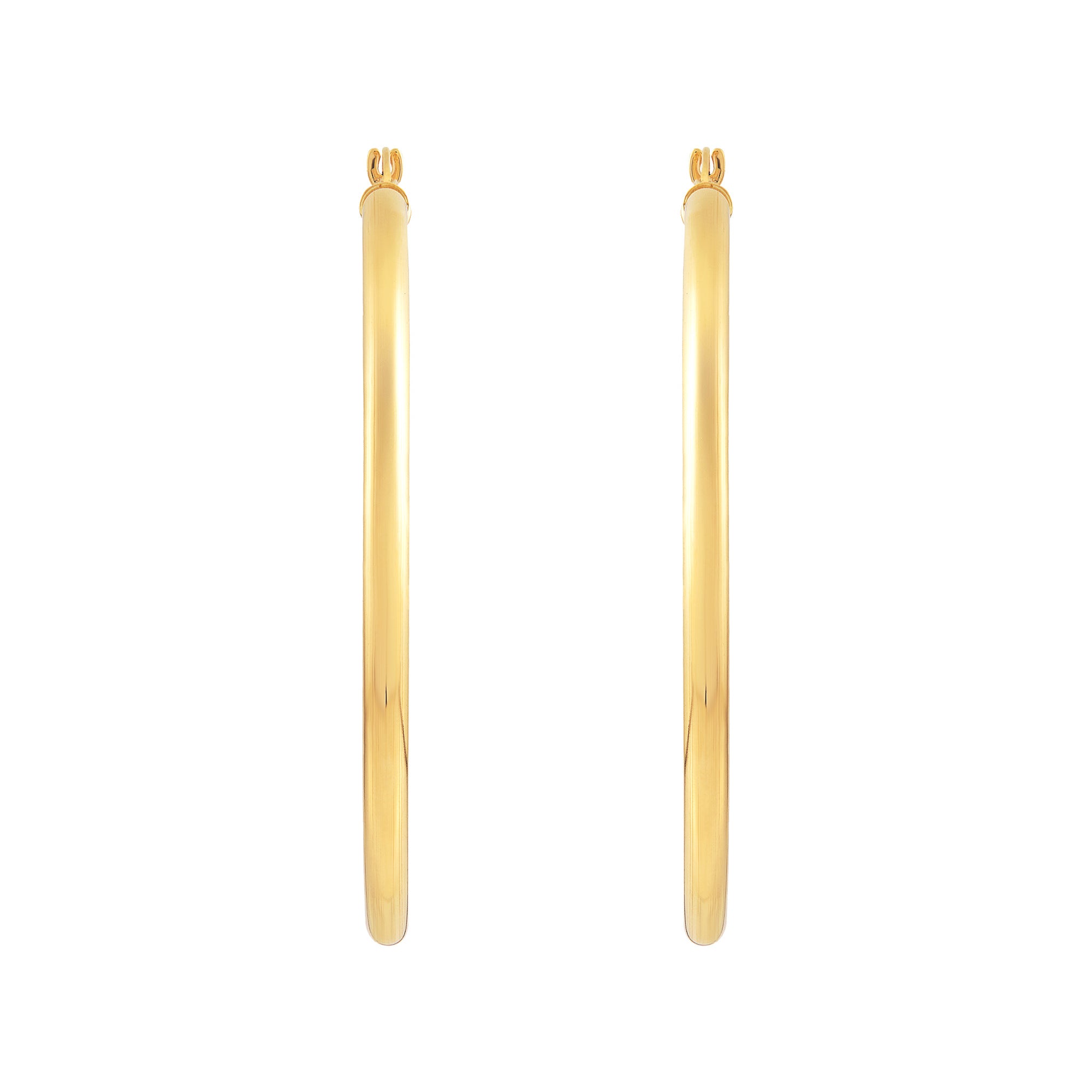 14K Yellow Gold 3x50MM Hoop Earrings