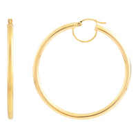 14K Yellow Gold 3x50MM Hoop Earrings