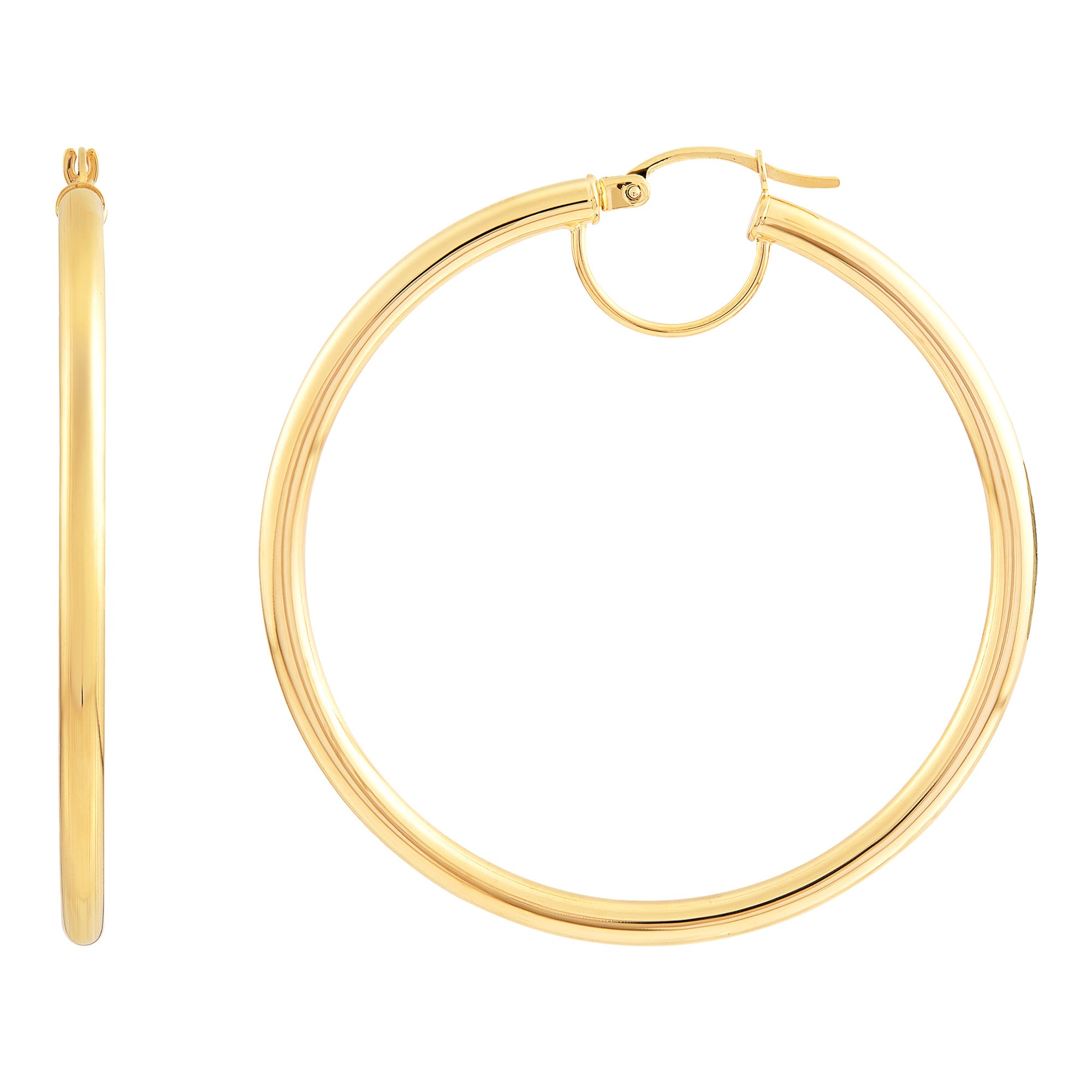 14K Yellow Gold 3x50MM Hoop Earrings