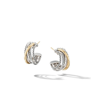 DY Crossover Shrimp Earrings in Sterling Silver with 18K Yellow Gold, 19.5mm
