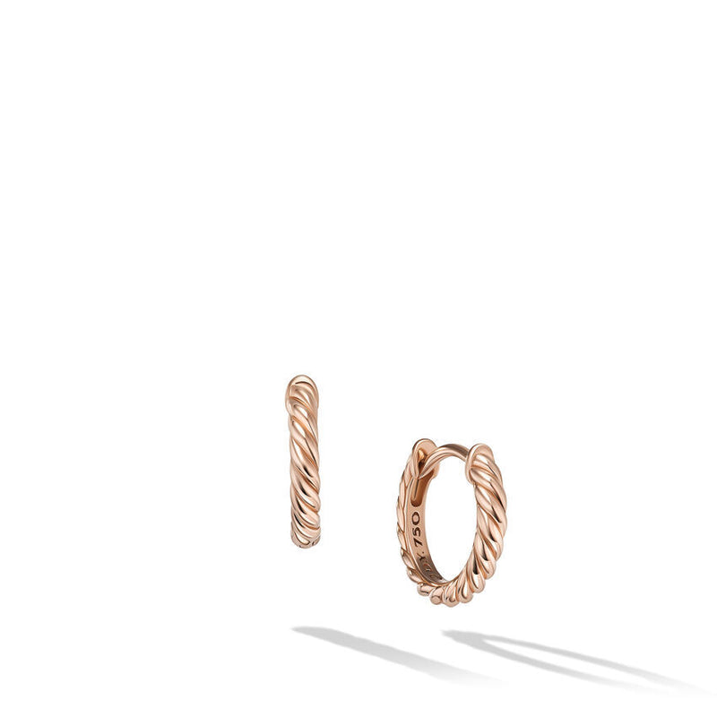 DY Sculpted Cable Huggie Hoop Earrings in 18K Rose Gold