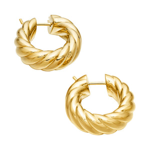 David Yurman Sculpted Cable Hoop Earrings in 18K Yellow Gold, 25mm