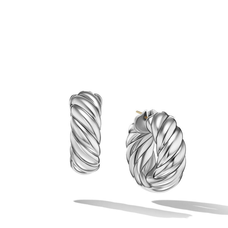 David Yurman Sculpted Cable Hoop Earrings in Sterling Silver, 9MM
