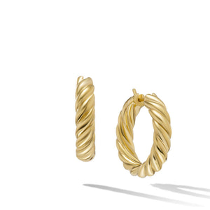 DY Sculpted Cable Hoop Earrings in 18K Yellow Gold