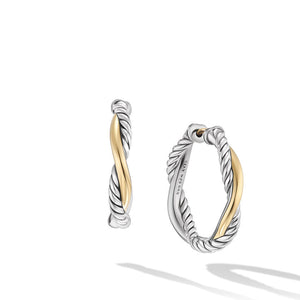 David Yurman Petite Infinity Hoop Earrings in Sterling Silver with 14K Yellow Gold, 1 Inch