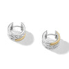 DY Mercer Huggie Hoop Earrings in Sterling Silver with 18K Yellow Gold and Pave Diamonds