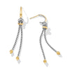 David Yurman Zig Zag Stax Chain Drop Earrings in Sterling Silver with 18K Yellow Gold and Diamonds, 66mm