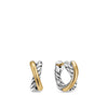 David Yurman Crossover Huggie Hoop Earrings in Sterling Silver with 18K Yellow Gold, 12.4mm