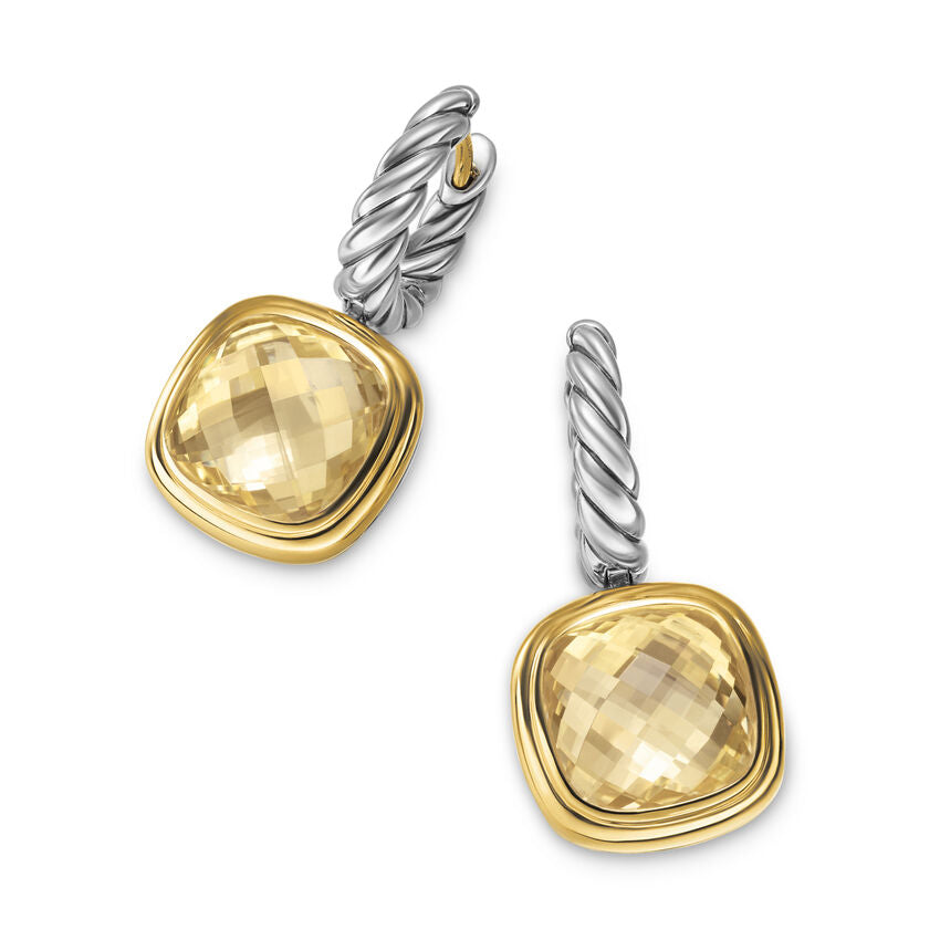David Yurman Albion® Drop Earrings in Sterling Silver with 18K Yellow Gold and Champagne Citrine, 10mm - NAGI