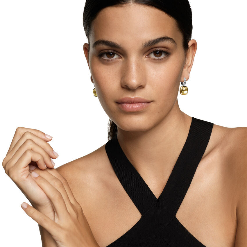 David Yurman Albion® Drop Earrings in Sterling Silver with 18K Yellow Gold and Champagne Citrine, 10mm - NAGI