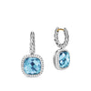 David Yurman Albion® Drop Earrings in Sterling Silver with Blue Topaz and Diamonds, 10mm