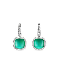 David Yurman Albion® Drop Earrings in Sterling Silver with Lagoon Orchid and Diamonds, 10mm - NAGI