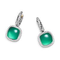 David Yurman Albion® Drop Earrings in Sterling Silver with Lagoon Orchid and Diamonds, 10mm - NAGI