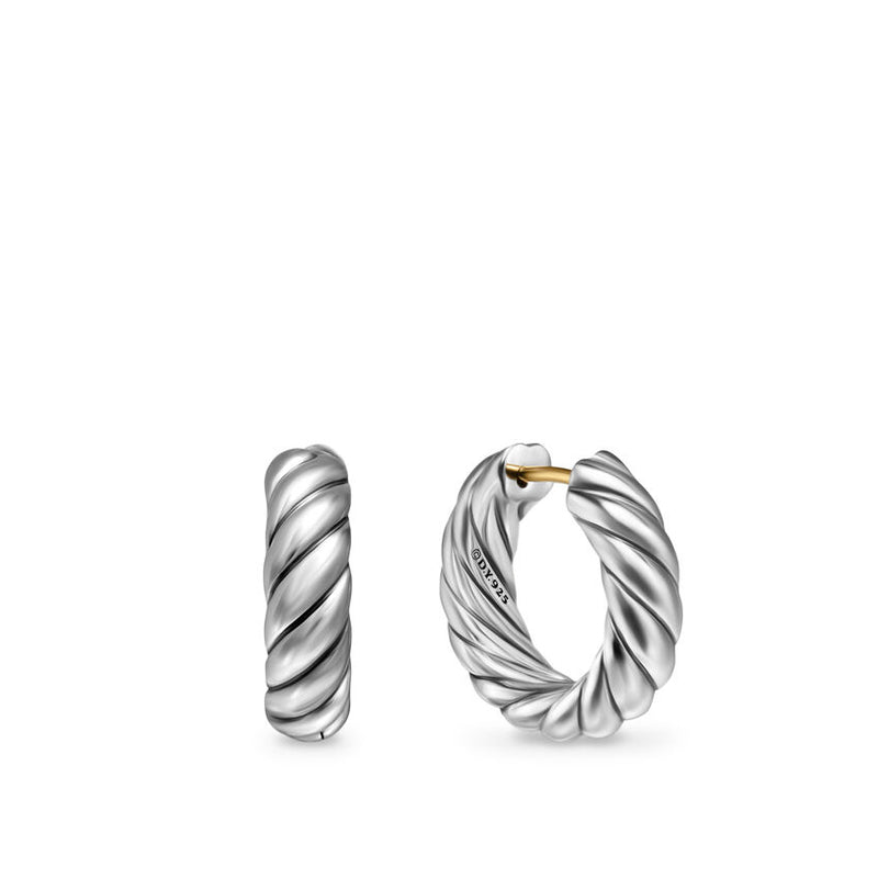 David Yurman Sculpted Cable Hoop Earrings in Sterling Silver, 18.6mm