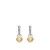 David Yurman Petite Cable Huggie Drop Earrings in Sterling Silver with 14K Yellow gold and Center Diamond, 17.5mm