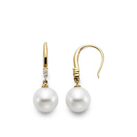 Mastoloni 14K Yellow Gold Pearl Diamond Drop Earrings