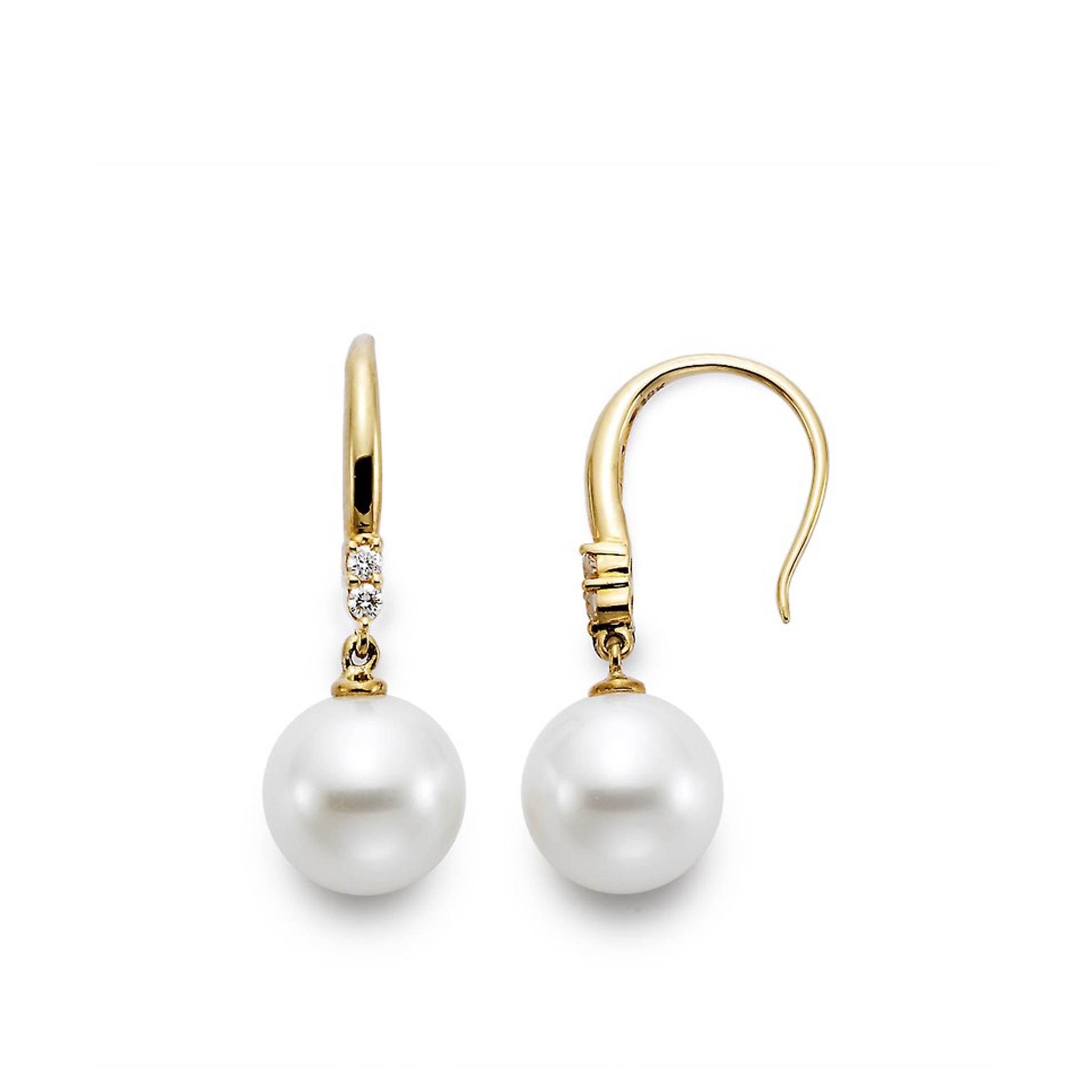 Mastoloni 14K Yellow Gold Pearl Diamond Drop Earrings