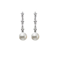 Mastoloni 18K White Gold Diamond Pearl Drop Earrings