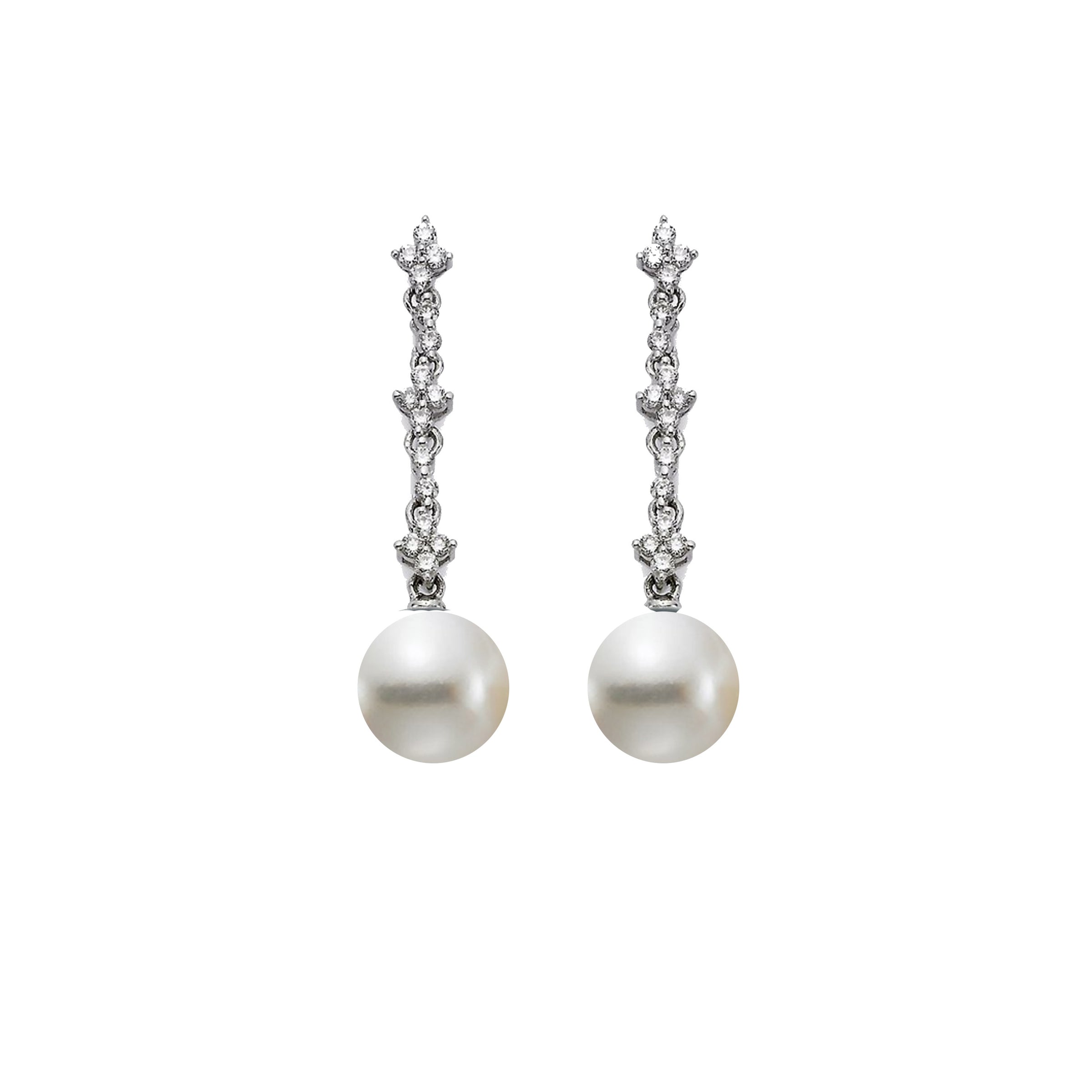 Mastoloni 18K White Gold Diamond Pearl Drop Earrings