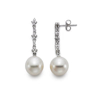 Mastoloni 18K White Gold Diamond Pearl Drop Earrings