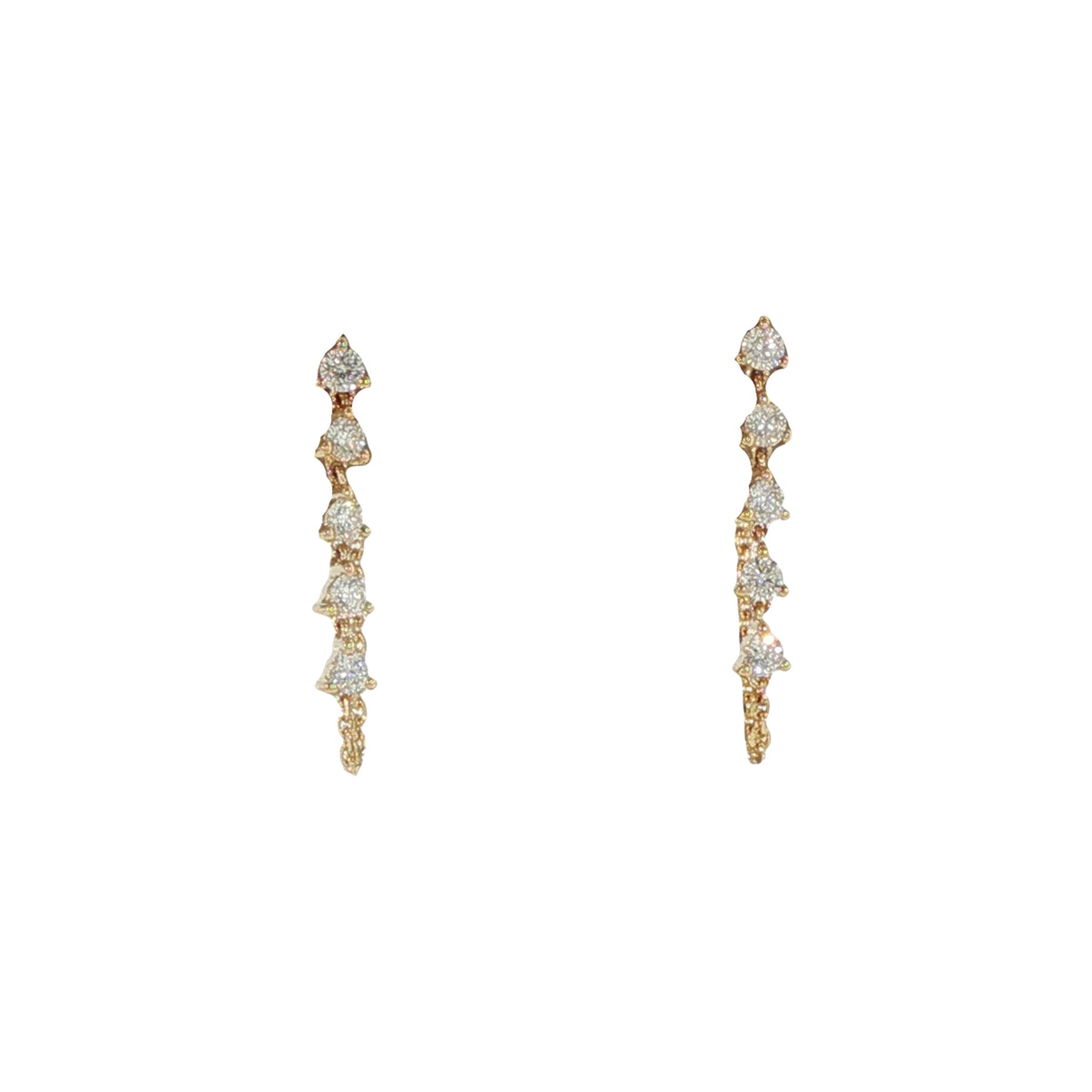 14K Yellow Gold Front to Back Chain Diamond Earrings