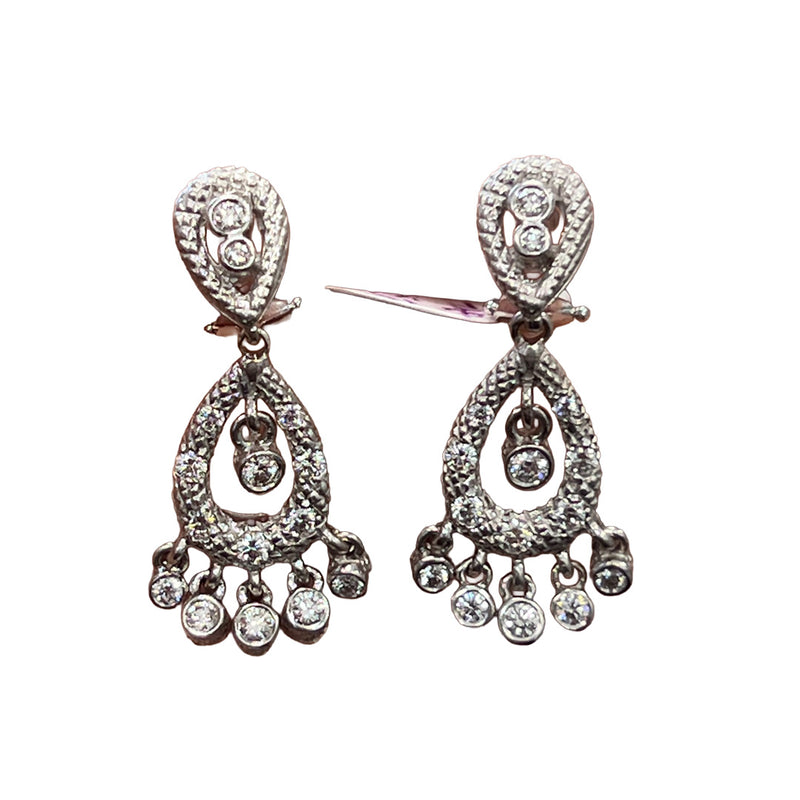 Pre-Owned Judith Ripka 18K White Gold Diamond Dangle Earrings - NAGI