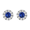 18K White Gold Sapphire and Diamond Stud Earrings