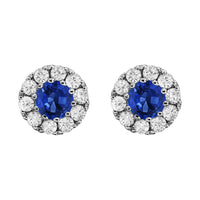 18K White Gold Sapphire and Diamond Stud Earrings