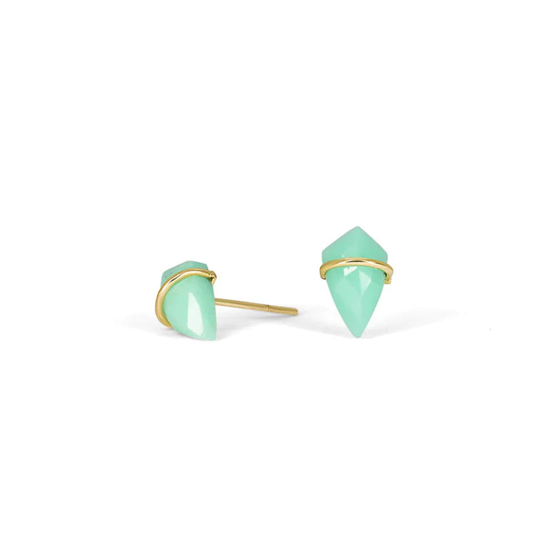 Page Sargisson Small 18K Kite Stud Earrings in Chrysoprase