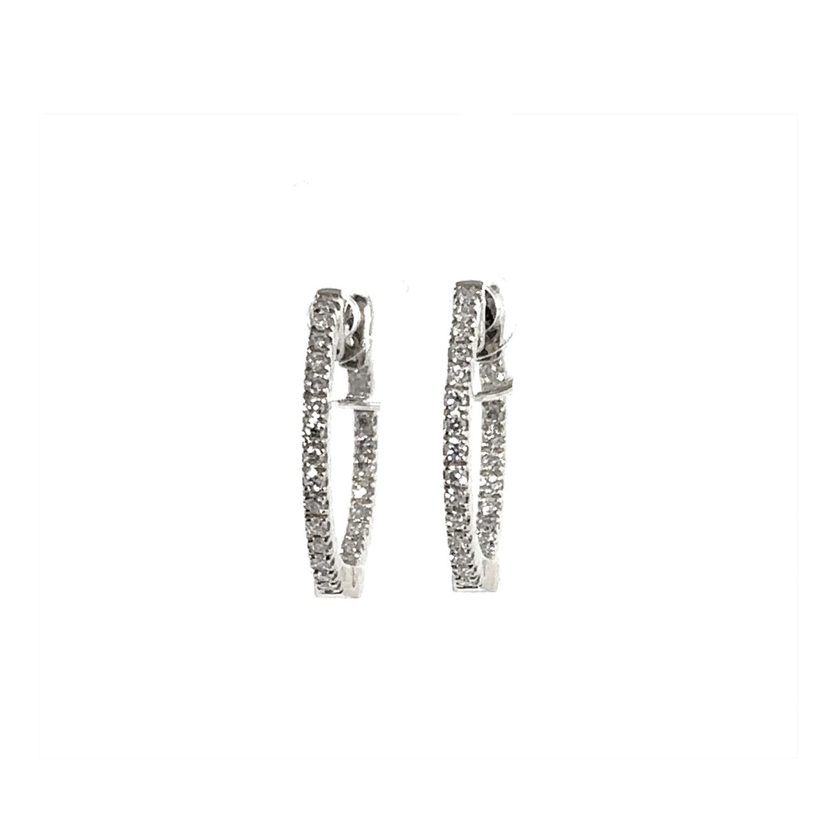 14K White Gold Diamond Huggie Earrings