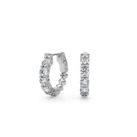 14K White Gold 2.42 Carat Diamond Huggie Hoop Earrings