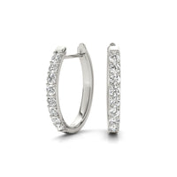 14K White Gold Small Diamond Hinged Hoop Earrings - NAGI