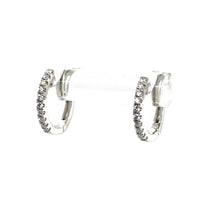 14K White Gold Small Diamond Hinged Hoop Earrings - NAGI