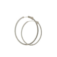 14K White Gold Large Oval Diamond Hoop Earrings